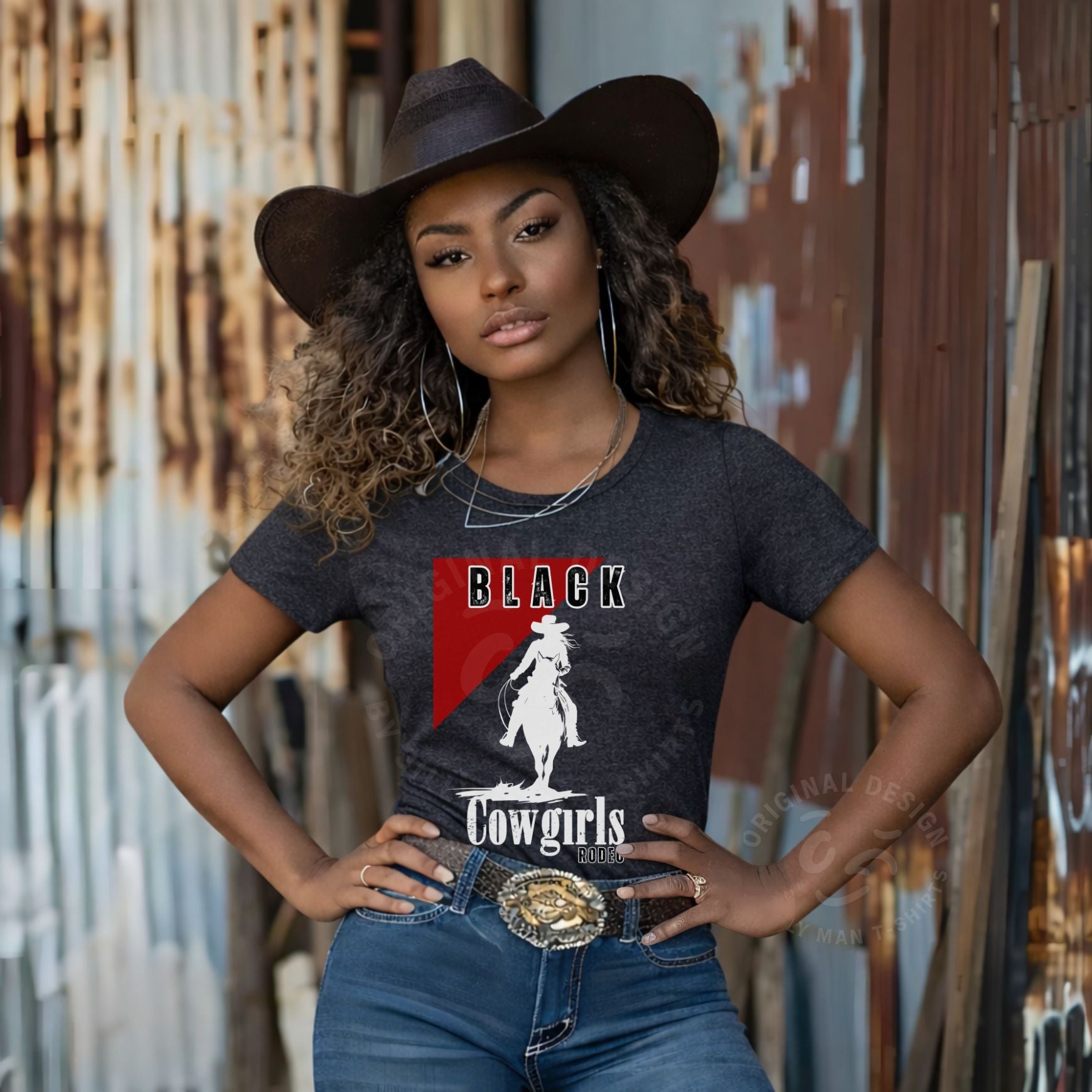 The Original Black Cowgirl Rodeo Shirt- Slim Fit with Cap Sleeve