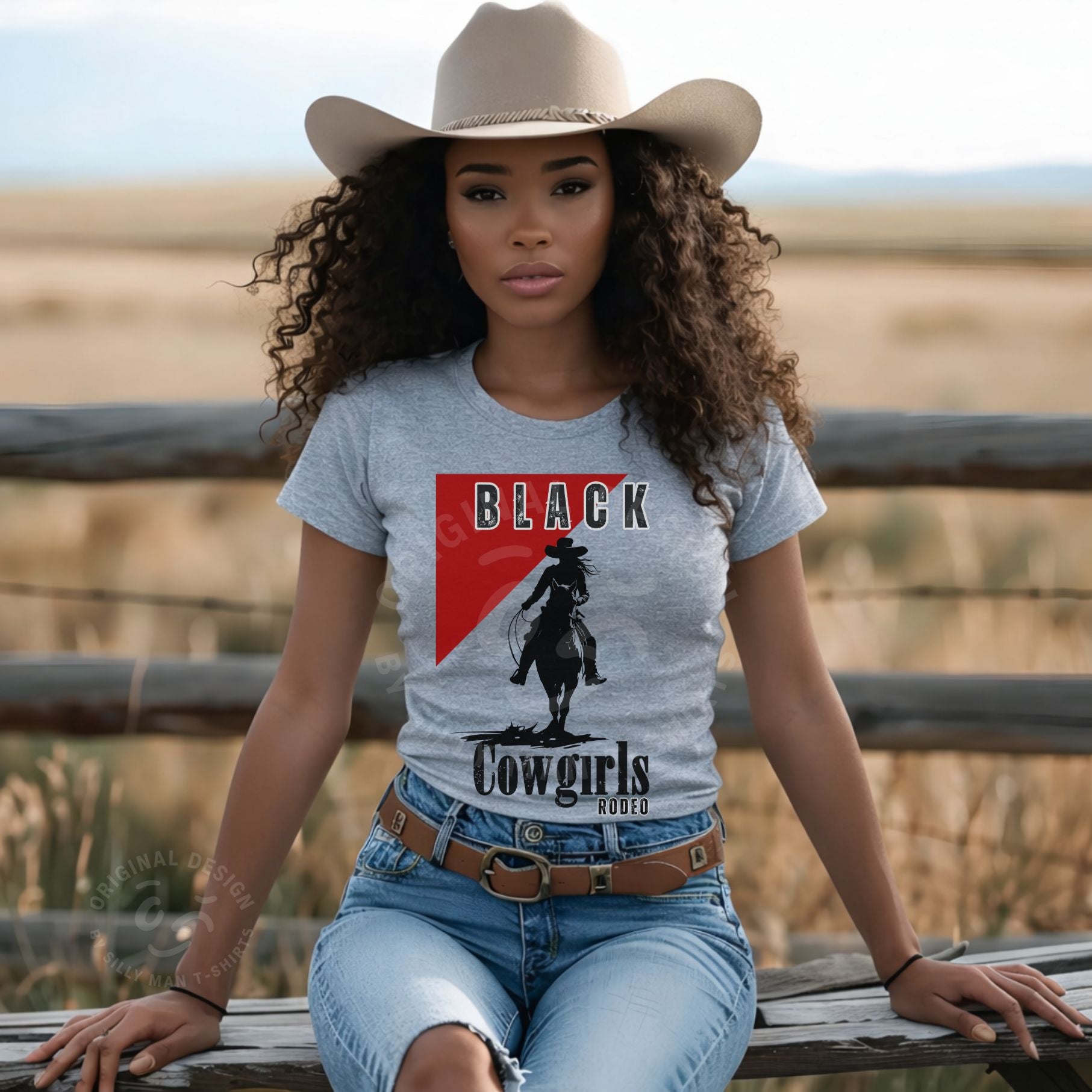 The Original Black Cowgirl Rodeo Shirt- Slim Fit with Cap Sleeve