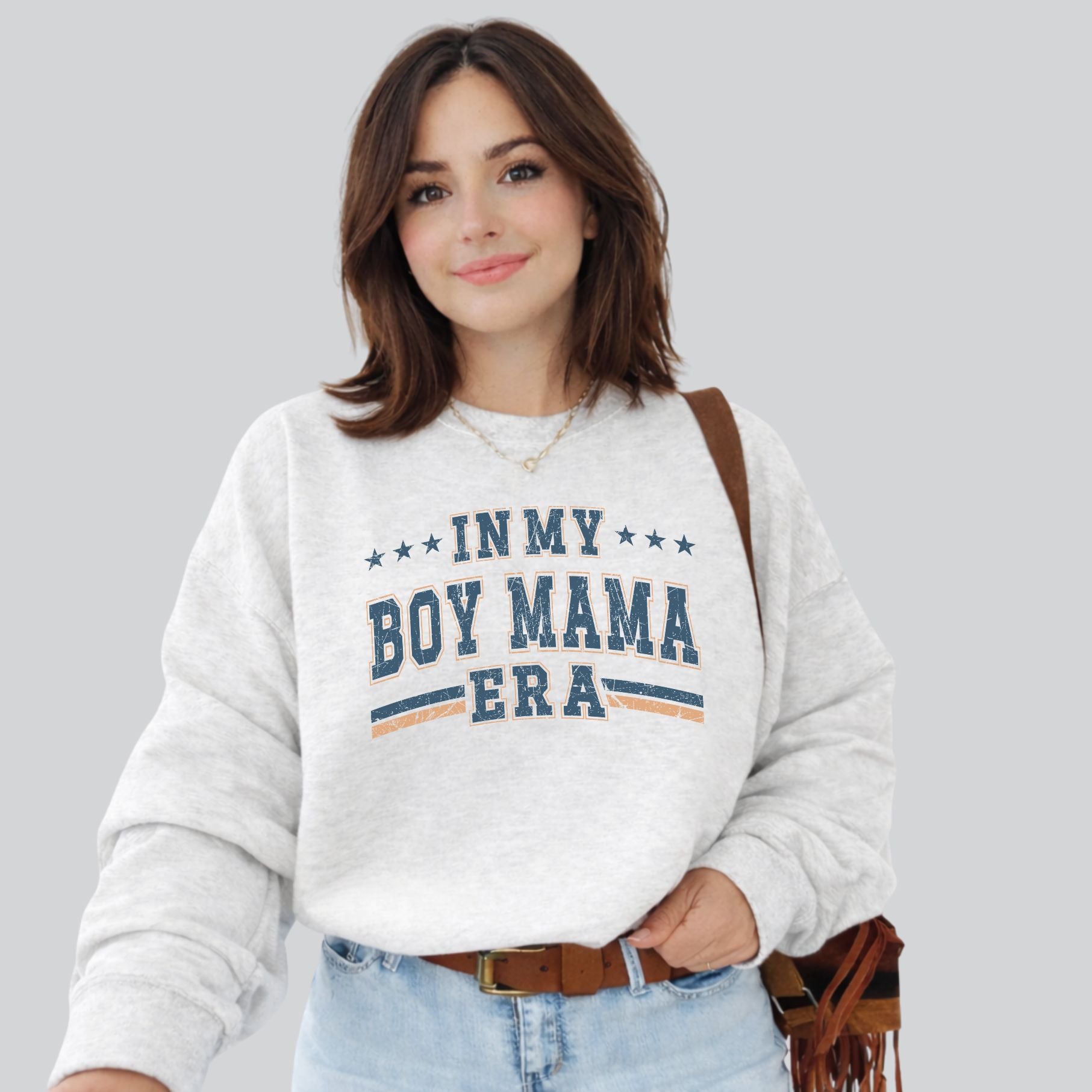 In My Boy Mama Era Preppy Sweatshirt