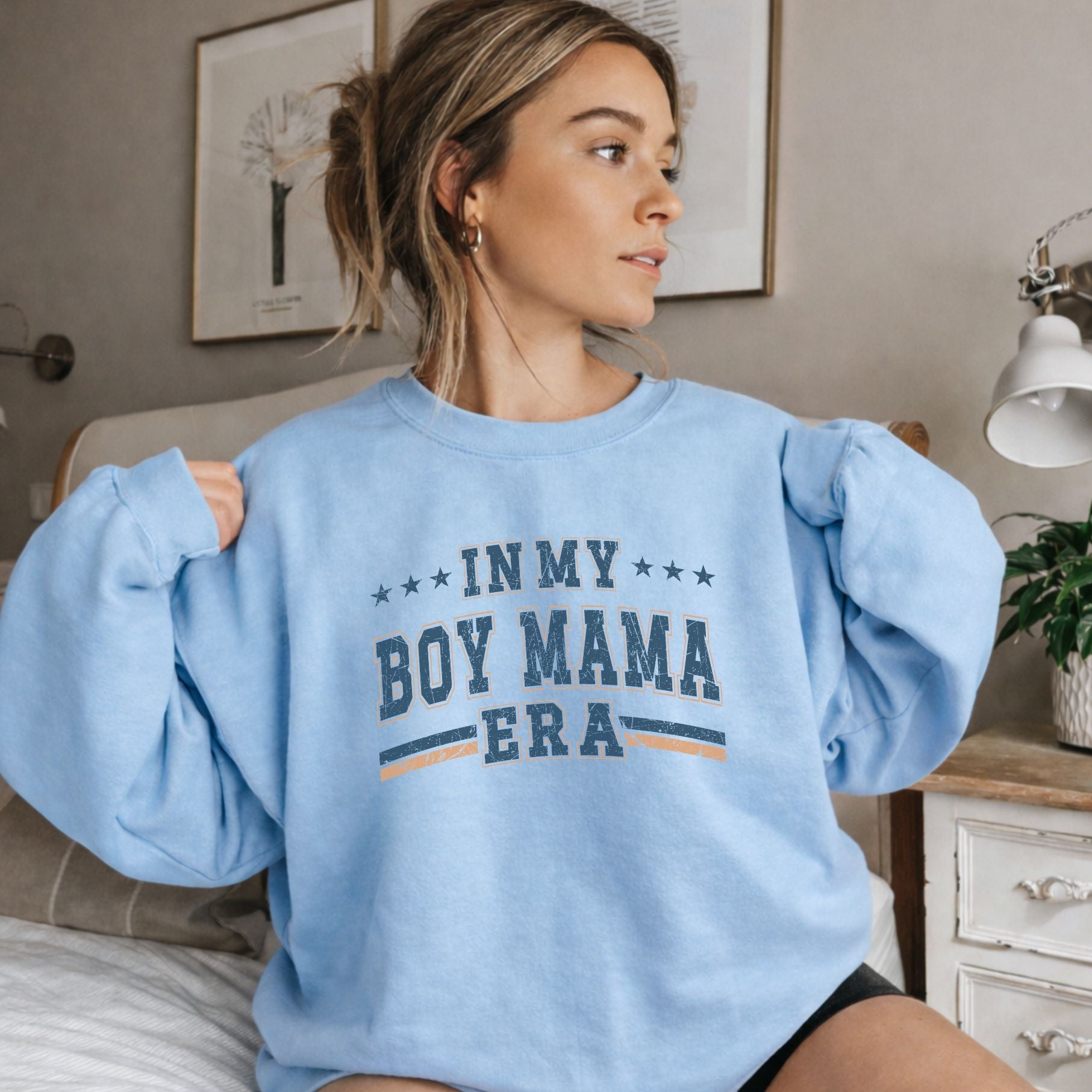 In My Boy Mama Era Preppy Sweatshirt