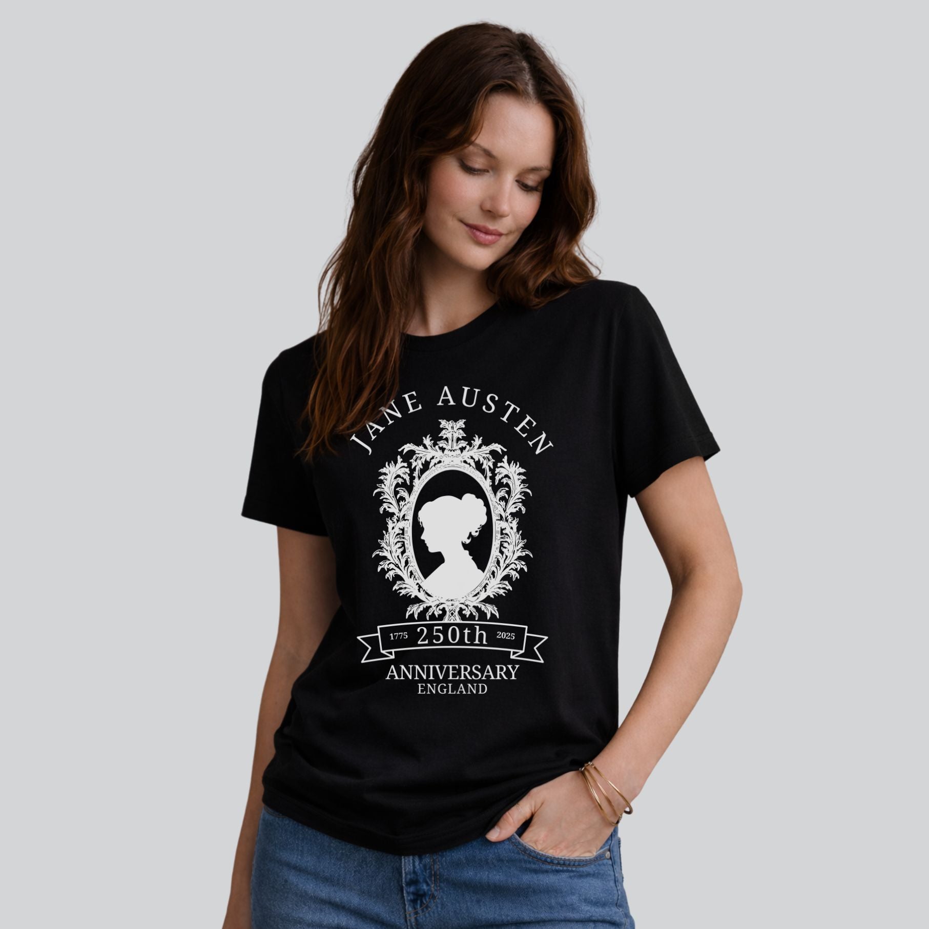 Jane Austen 250th Anniversary Tee — Regency Silhouette Graphic Shirt